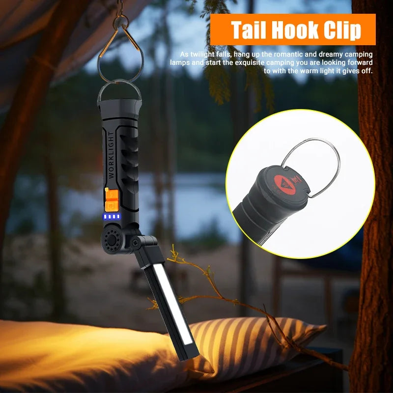 Portable COB LED Flashlight – USB Rechargeable