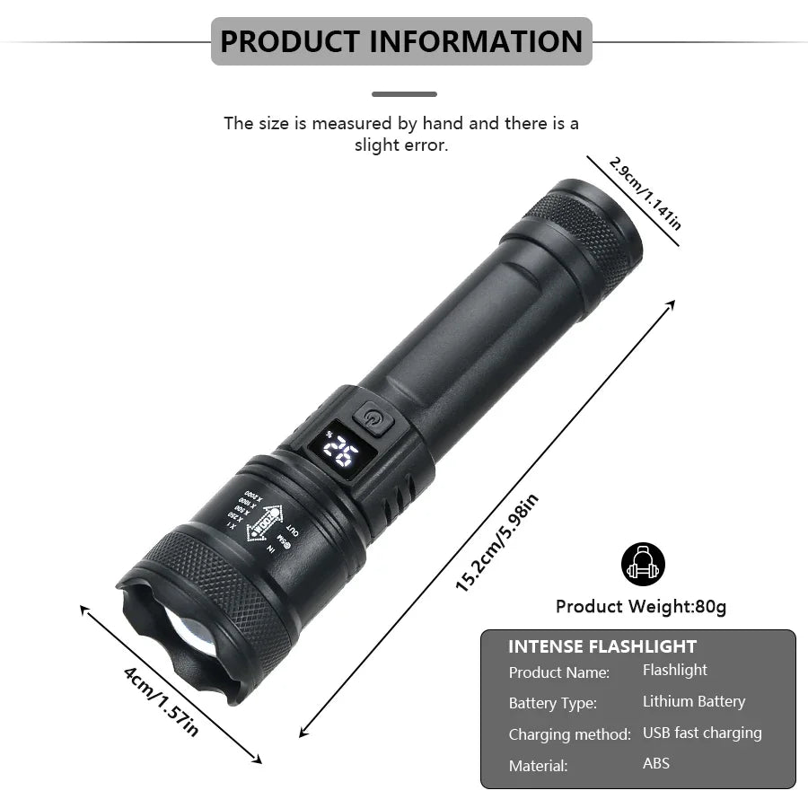 Tactical LED Flashlight – 2000LM Zoomable