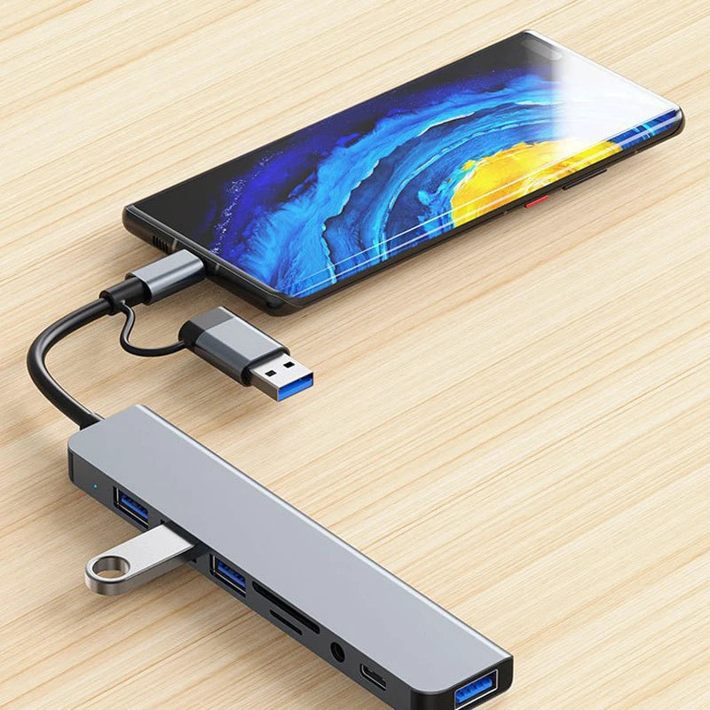 8-in-2 USB-C Hub – with Audio Jack & Docking Station