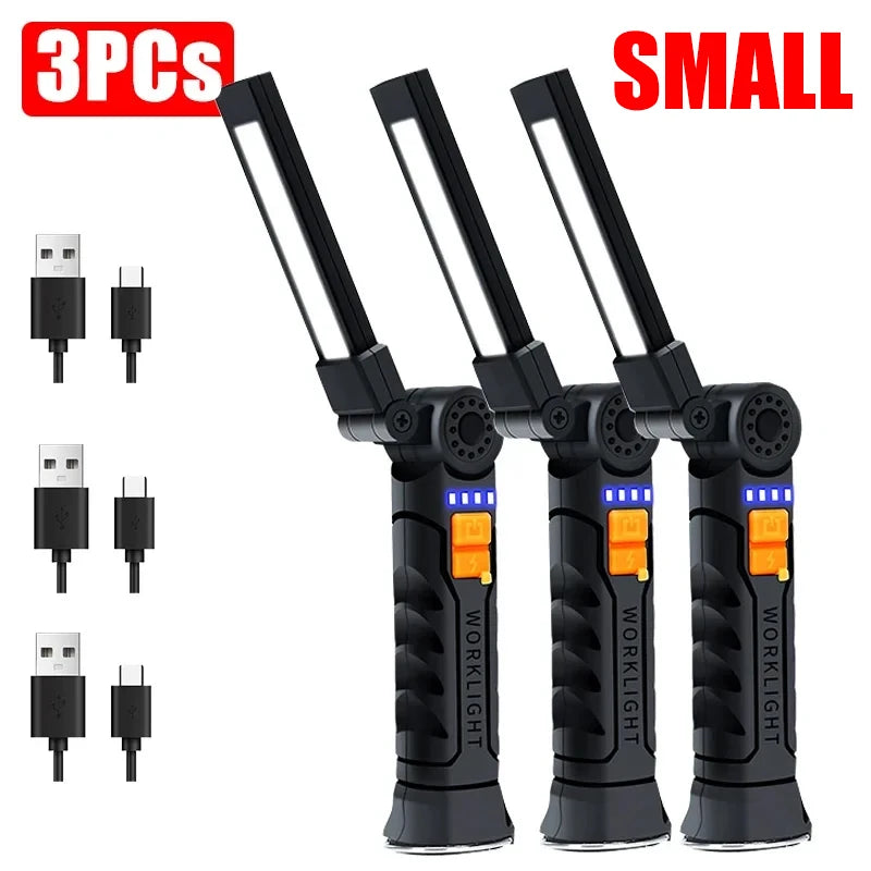 Portable COB LED Flashlight – USB Rechargeable