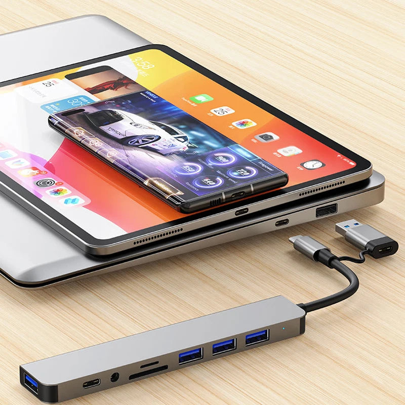 8-in-2 USB-C Hub – with Audio Jack & Docking Station
