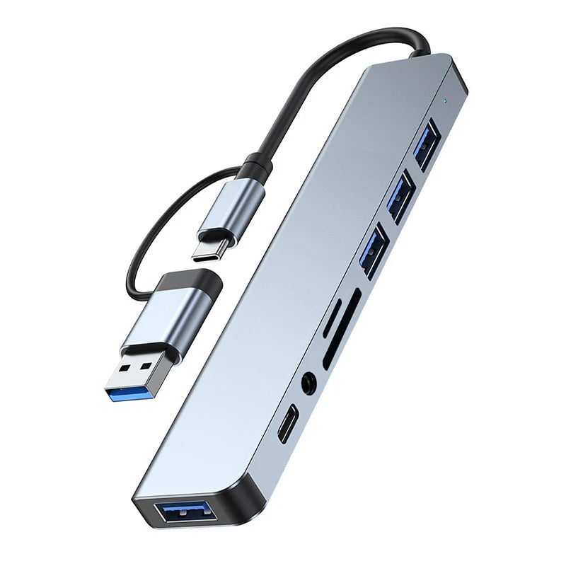 8-in-2 USB-C Hub – with Audio Jack & Docking Station