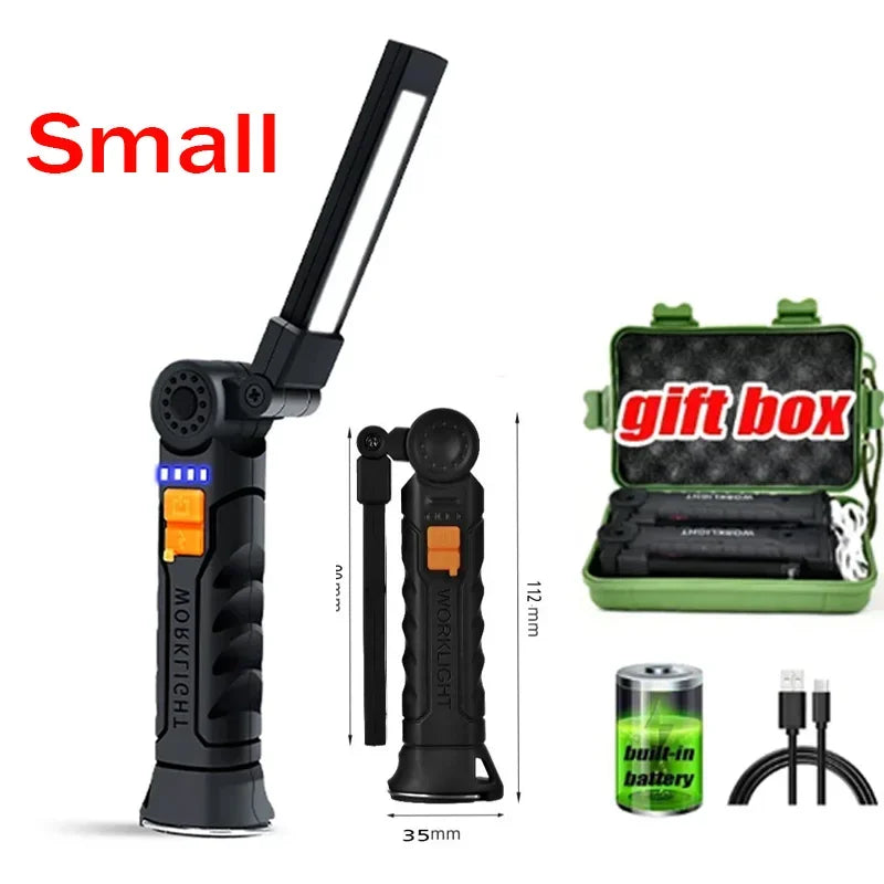 Portable COB LED Flashlight – USB Rechargeable