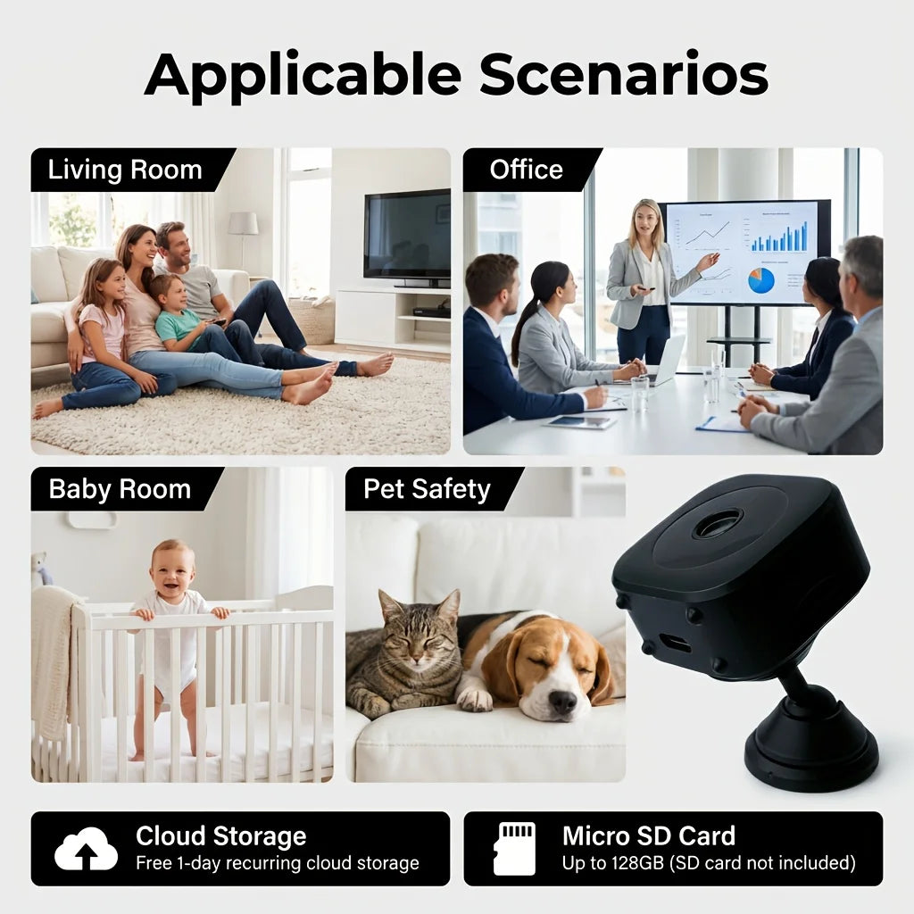 Mini WiFi Security Camera – Indoor Nanny Cam