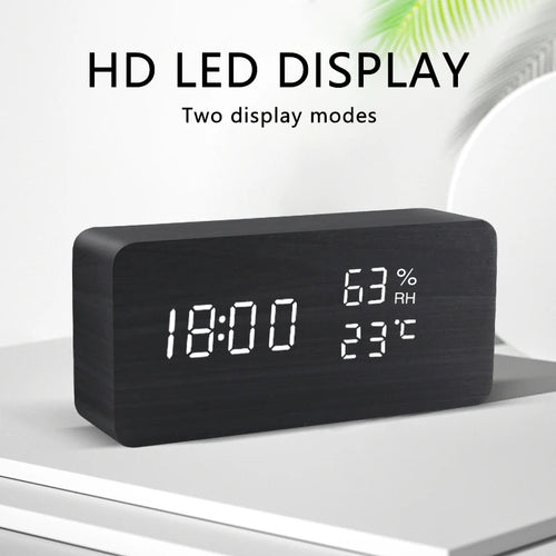 Alarm Clock LED Wooden Watch
