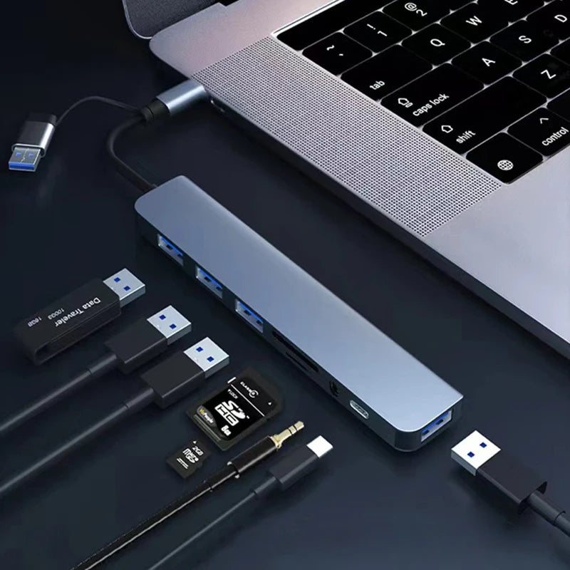 8-in-2 USB-C Hub – with Audio Jack & Docking Station