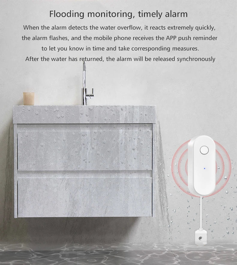 WiFi Smart Water Leak Sensor Liquid Leakage Alarm