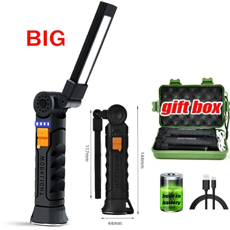 Portable COB LED Flashlight – USB Rechargeable