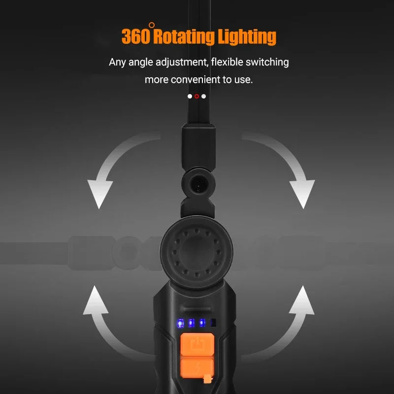 Portable COB LED Flashlight – USB Rechargeable