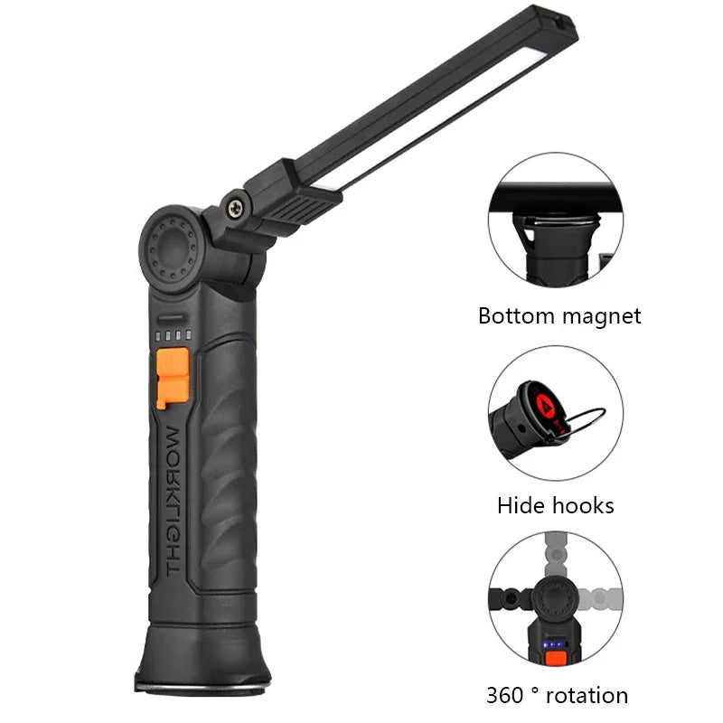 Portable COB LED Flashlight – USB Rechargeable