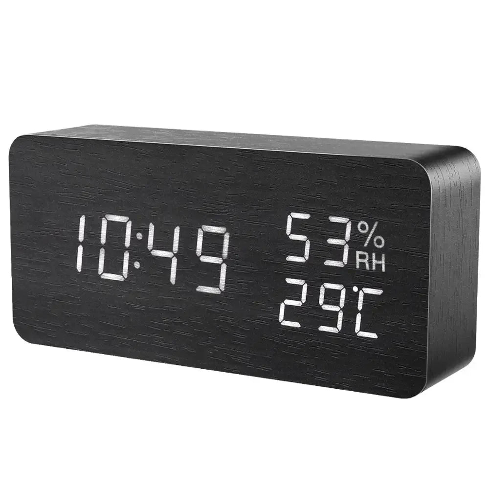 Alarm Clock LED Wooden Watch