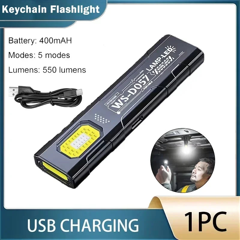 Portable COB LED Flashlight – USB Rechargeable