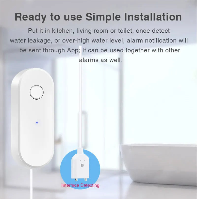 WiFi Smart Water Leak Sensor Liquid Leakage Alarm